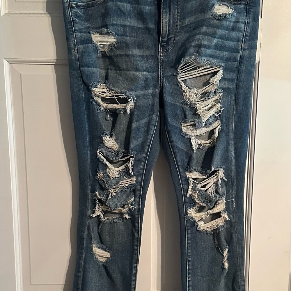 American Eagle Outfitters Blue Skinny Distressed Jeans